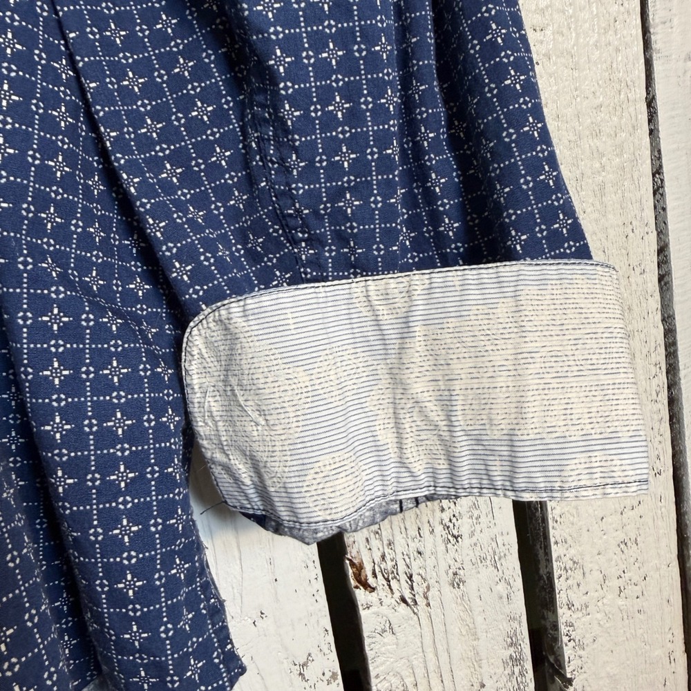 Rough Stock Panhandle Slim Mens XL Blue Geometric Cotton Button Up Shirt Western - Picture 4 of 11